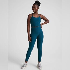 Beyond Yoga High-Rise Seamless Leggings and Race back Cropped Tank in Blue Gem